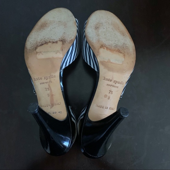 KATE SPADE Striped Slingback Open Toe Pumps 7.5 - Picture 6 of 7